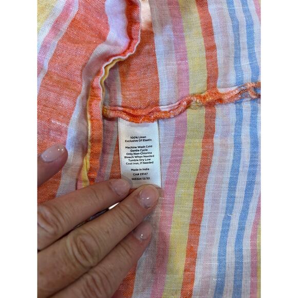 TALBOTS Square Neck 100% Linen Top Palm Stripe Short Sleeve Women's Size XL - Picture 8 of 8